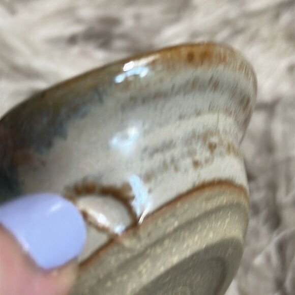 Stoneware Crackle Glass Pottery Catch All Vintage Trinket Jewelry Ring Dish - Picture 15 of 17